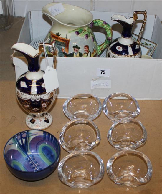 Royal Copenhagen bowl, Crown Devon musical jug and other items